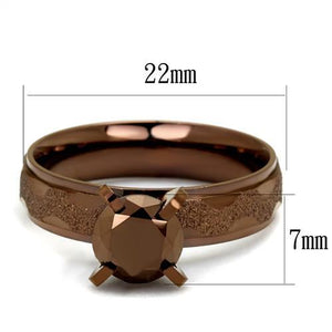TK2595 - IP Coffee light Stainless Steel Ring with AAA Grade CZ  in Light Coffee