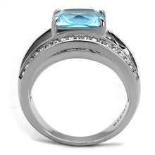 Load image into Gallery viewer, TK2608 - No Plating Stainless Steel Ring with Synthetic Synthetic Glass in Sea Blue