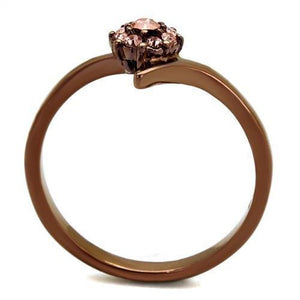 TK2612 - IP Coffee light Stainless Steel Ring with Top Grade Crystal  in Light Peach