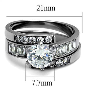 TK2616 - No Plating Stainless Steel Ring with AAA Grade CZ  in Clear