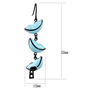 TK2624 - IP Black(Ion Plating) Stainless Steel Earrings with Epoxy  in Sea Blue