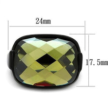 Load image into Gallery viewer, TK2639 - IP Black(Ion Plating) Stainless Steel Ring with AAA Grade CZ  in Olivine color