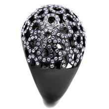 Load image into Gallery viewer, TK2642 - IP Light Black  (IP Gun) Stainless Steel Ring with Top Grade Crystal  in Tanzanite