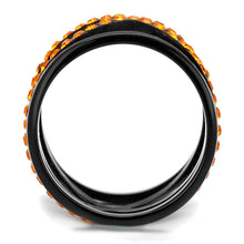 Load image into Gallery viewer, TK2645 - IP Black(Ion Plating) Stainless Steel Ring with Top Grade Crystal  in Orange