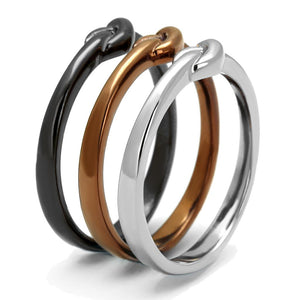 TK2648 - Three Tone (IP Light Coffee & IP Light Black & High Polished) Stainless Steel Ring with No Stone