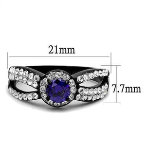 TK2653 - Two-Tone IP Black (Ion Plating) Stainless Steel Ring with AAA Grade CZ  in Tanzanite