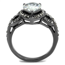 Load image into Gallery viewer, TK2655 - IP Light Black  (IP Gun) Stainless Steel Ring with AAA Grade CZ  in Clear