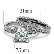 Load image into Gallery viewer, TK2659 - High polished (no plating) Stainless Steel Ring with AAA Grade CZ  in Clear