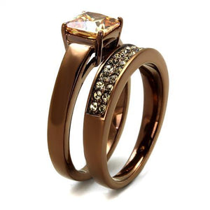 TK2670 - IP Coffee light Stainless Steel Ring with AAA Grade CZ  in Champagne