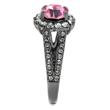 Load image into Gallery viewer, TK2680 - IP Light Black  (IP Gun) Stainless Steel Ring with Top Grade Crystal  in Light Rose