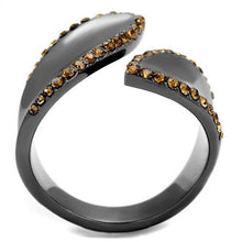 Load image into Gallery viewer, TK2692 - IP Light Black  (IP Gun) Stainless Steel Ring with Top Grade Crystal  in Smoked Quartz