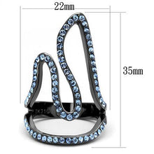 Load image into Gallery viewer, TK2695 - IP Light Black  (IP Gun) Stainless Steel Ring with Top Grade Crystal  in Aquamarine