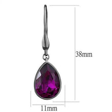 Load image into Gallery viewer, TK2705 - IP Light Black  (IP Gun) Stainless Steel Earrings with Top Grade Crystal  in Fuchsia