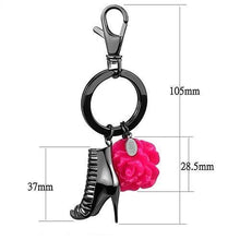 Load image into Gallery viewer, TK2718 - IP Light Black  (IP Gun) Stainless Steel Key Ring with Synthetic Synthetic Stone in Rose
