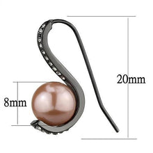 Load image into Gallery viewer, TK2728 - IP Light Black  (IP Gun) Stainless Steel Earrings with Synthetic Pearl in Light Peach