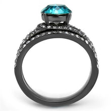 Load image into Gallery viewer, TK2744 - IP Light Black  (IP Gun) Stainless Steel Ring with Top Grade Crystal  in Blue Zircon