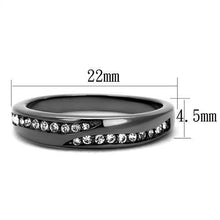 Load image into Gallery viewer, TK2751 - IP Light Black  (IP Gun) Stainless Steel Ring with Top Grade Crystal  in Clear