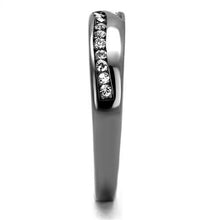 Load image into Gallery viewer, TK2751 - IP Light Black  (IP Gun) Stainless Steel Ring with Top Grade Crystal  in Clear