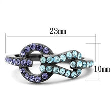 Load image into Gallery viewer, TK2752 - IP Light Black  (IP Gun) Stainless Steel Ring with Top Grade Crystal  in Tanzanite