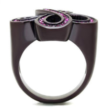 Load image into Gallery viewer, TK2763 - IP Dark Brown (IP coffee) Stainless Steel Ring with Top Grade Crystal  in Fuchsia