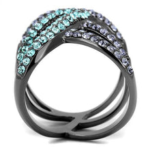 Load image into Gallery viewer, TK2766 - IP Light Black  (IP Gun) Stainless Steel Ring with Top Grade Crystal  in Multi Color