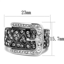 Load image into Gallery viewer, TK2769 - Two-Tone IP Black Stainless Steel Ring with Top Grade Crystal  in Black Diamond