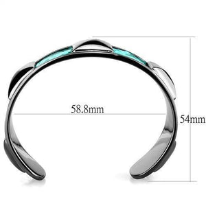 TK2794 - IP Light Black  (IP Gun) Stainless Steel Bangle with Leather  in Emerald