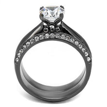 Load image into Gallery viewer, TK2797 - IP Light Black  (IP Gun) Stainless Steel Ring with AAA Grade CZ  in Clear