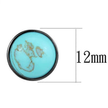 Load image into Gallery viewer, TK2819 - IP Light Black  (IP Gun) Stainless Steel Earrings with Synthetic Turquoise in Sea Blue