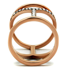 Load image into Gallery viewer, TK2825 - IP Rose Gold(Ion Plating) Stainless Steel Ring with Top Grade Crystal  in Clear