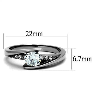 TK2833 - High polished (no plating) Stainless Steel Ring with AAA Grade CZ  in Clear