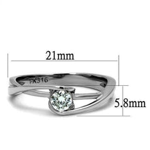 Load image into Gallery viewer, TK2835 - High polished (no plating) Stainless Steel Ring with AAA Grade CZ  in Clear