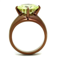 Load image into Gallery viewer, TK2839 - IP Coffee light Stainless Steel Ring with AAA Grade CZ  in Apple Green color