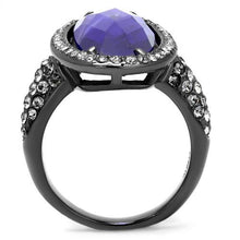 Load image into Gallery viewer, TK2840 - IP Light Black  (IP Gun) Stainless Steel Ring with AAA Grade CZ  in Tanzanite