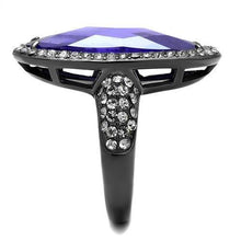 Load image into Gallery viewer, TK2840 - IP Light Black  (IP Gun) Stainless Steel Ring with AAA Grade CZ  in Tanzanite