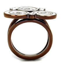 Load image into Gallery viewer, TK2841 - IP Coffee light Stainless Steel Ring with Top Grade Crystal  in Clear