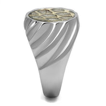Load image into Gallery viewer, TK2859 - High polished (no plating) Stainless Steel Ring with Leather  in Animal pattern