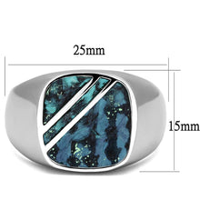 Load image into Gallery viewer, TK2860 High polished (no plating) Stainless Steel Ring with Leather in Aquamarine AB
