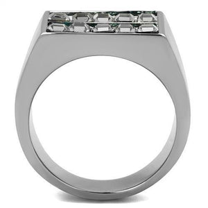 TK2861 - High polished (no plating) Stainless Steel Ring with Leather  in Assorted