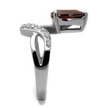 Load image into Gallery viewer, TK2863 - High polished (no plating) Stainless Steel Ring with AAA Grade CZ  in Garnet