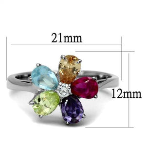 TK2867 - High polished (no plating) Stainless Steel Ring with AAA Grade CZ  in Multi Color