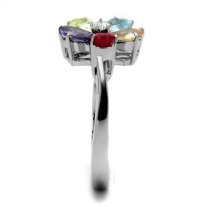 TK2867 - High polished (no plating) Stainless Steel Ring with AAA Grade CZ  in Multi Color