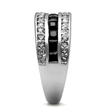 Load image into Gallery viewer, TK2872 - High polished (no plating) Stainless Steel Ring with AAA Grade CZ  in Black Diamond