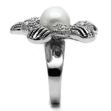 Load image into Gallery viewer, TK2877 - High polished (no plating) Stainless Steel Ring with Synthetic Pearl in White