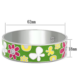 TK287 - High polished (no plating) Stainless Steel Bangle with Epoxy  in Multi Color