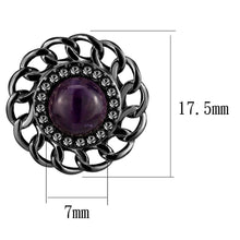 Load image into Gallery viewer, TK2889 - IP Light Black  (IP Gun) Stainless Steel Earrings with Semi-Precious Amethyst Crystal in Amethyst