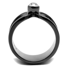 Load image into Gallery viewer, TK2897 - IP Light Black  (IP Gun) Stainless Steel Ring with Top Grade Crystal  in Clear