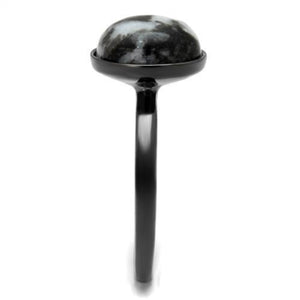 TK2902 - IP Light Black  (IP Gun) Stainless Steel Ring with Semi-Precious Hematite in Multi Color