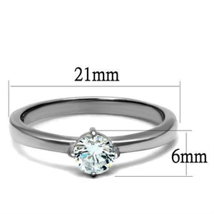 TK2903 - High polished (no plating) Stainless Steel Ring with AAA Grade CZ  in Clear