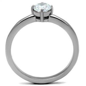 TK2903 - High polished (no plating) Stainless Steel Ring with AAA Grade CZ  in Clear